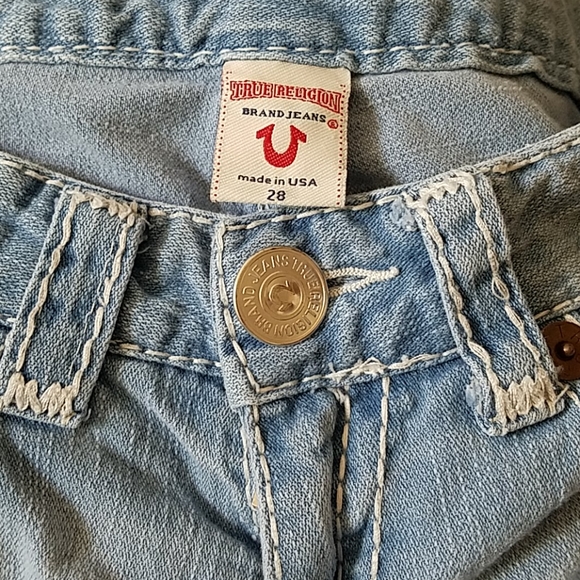 True Religion Denim - True Religion distressed light wash flare leg jean